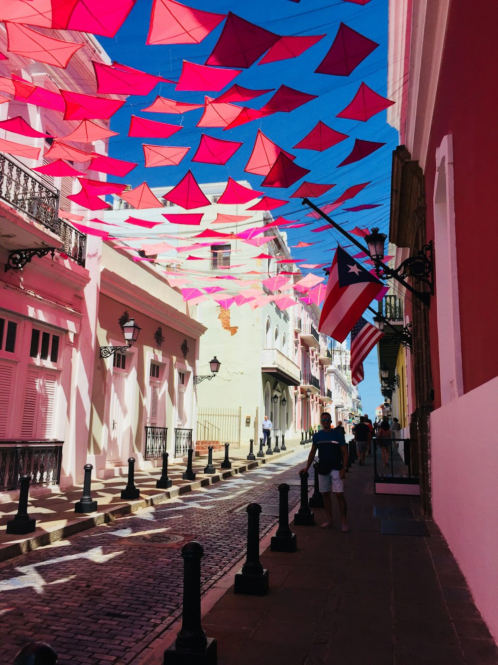 red kite pennants on street