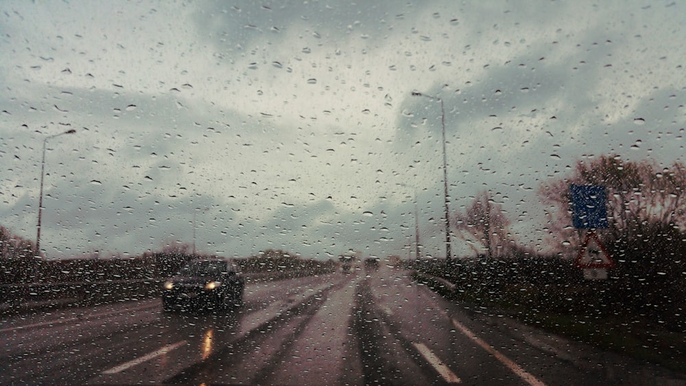 windshield covered in water dew