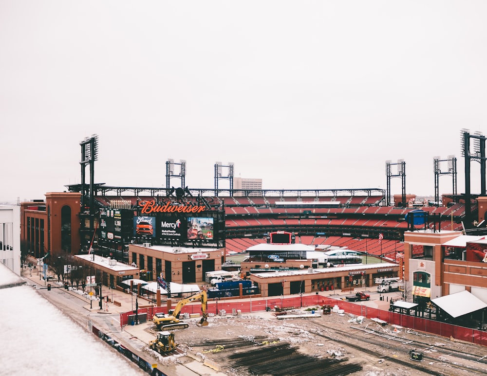 aerial view photography of stadium with Budweiser signage