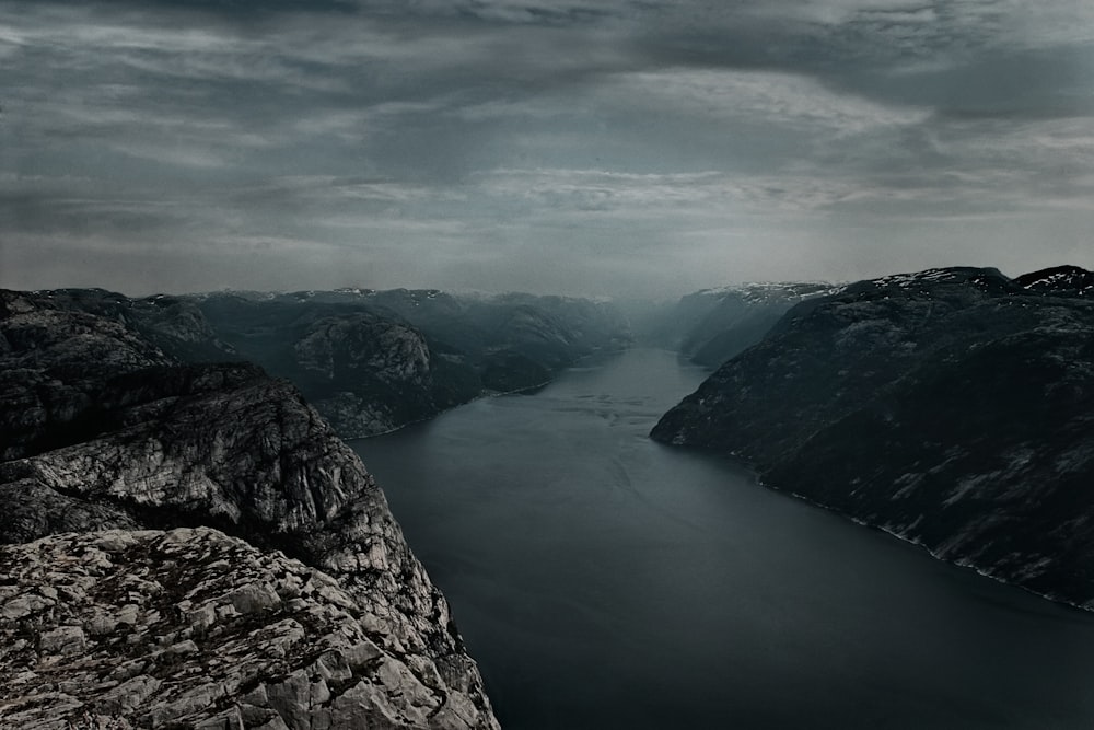 landscape photo of mountains and river