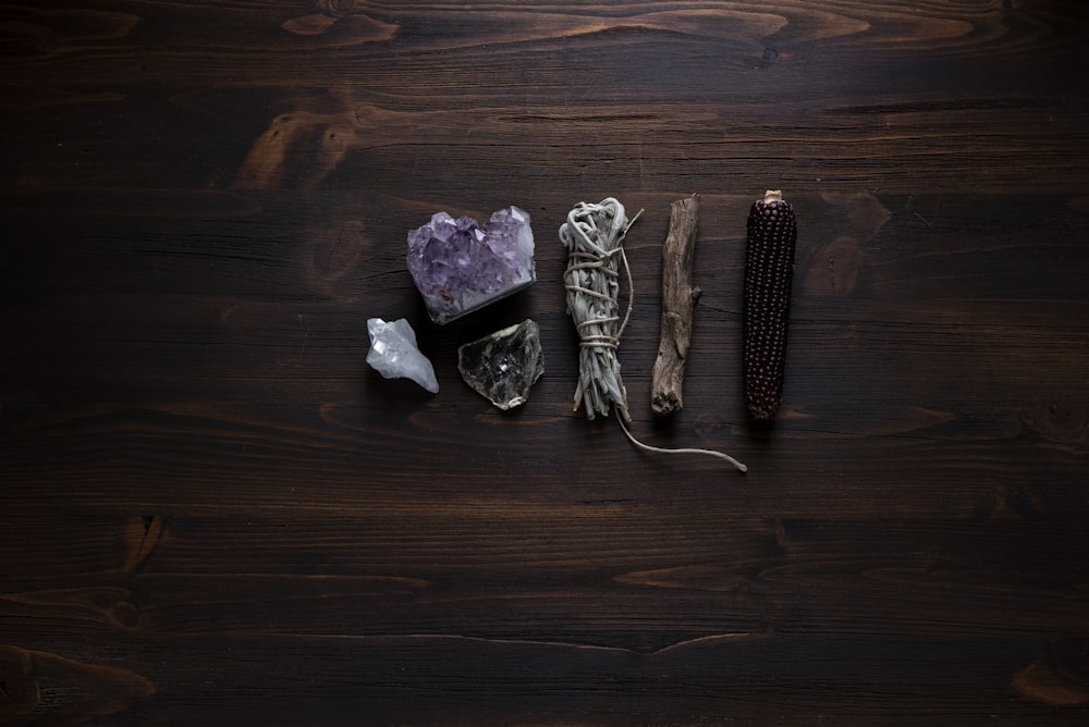 flat lay photography of geodes