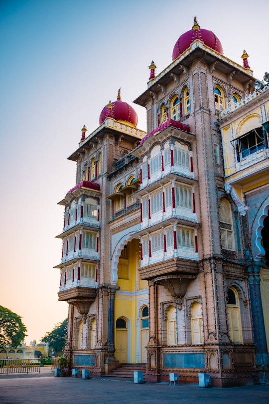 yellow and brown concrete building in Mysore Palace India
