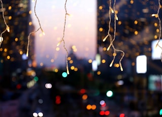 bokeh photography of string lights