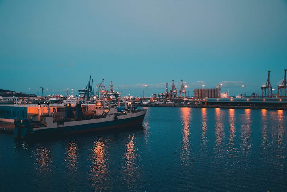 ship on body of water during nighttime