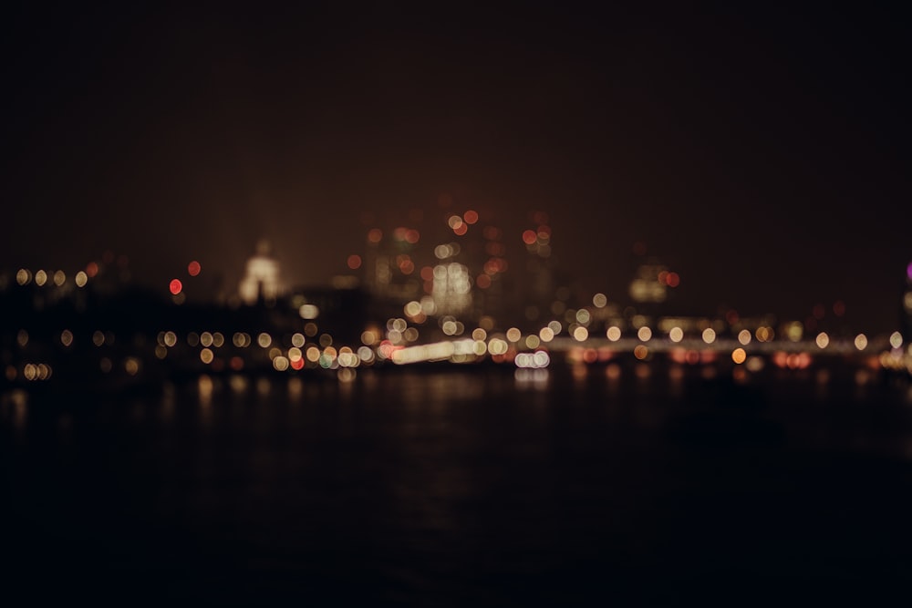 a blurry photo of a city at night