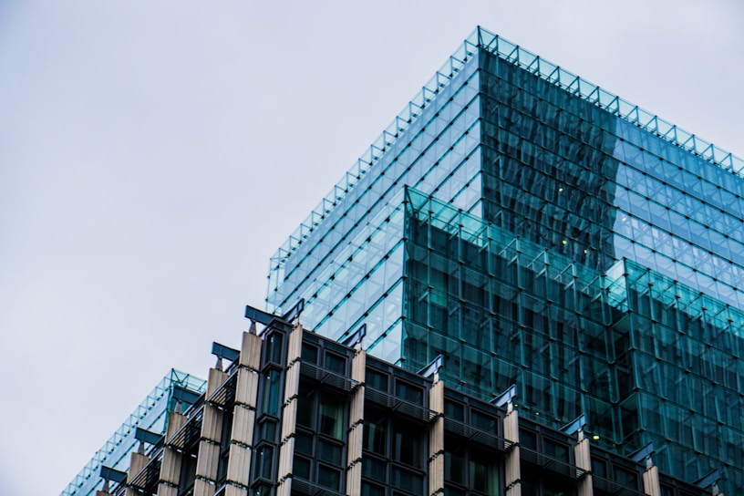 A stunning modern architectural building with glass facades.
