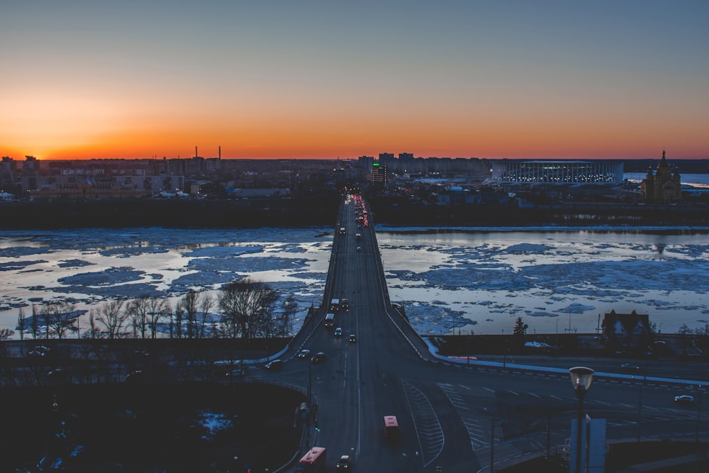 aerial photography of cross road