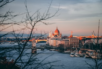 high-angle photography of dome building near bridge and body of water