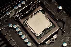 gray and green computer processor