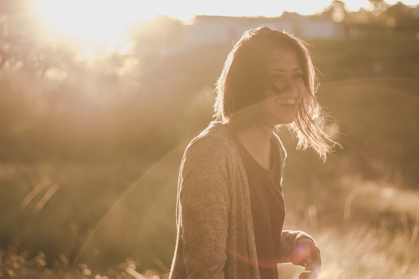 Hopeful woman outdoors