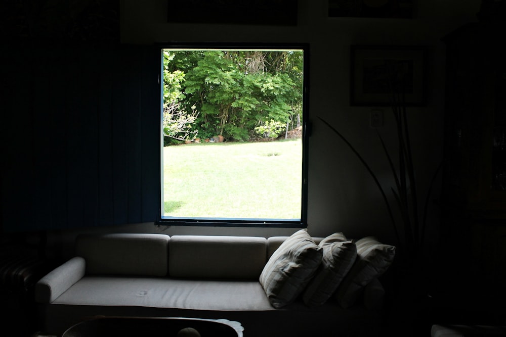 gray sofa inside room