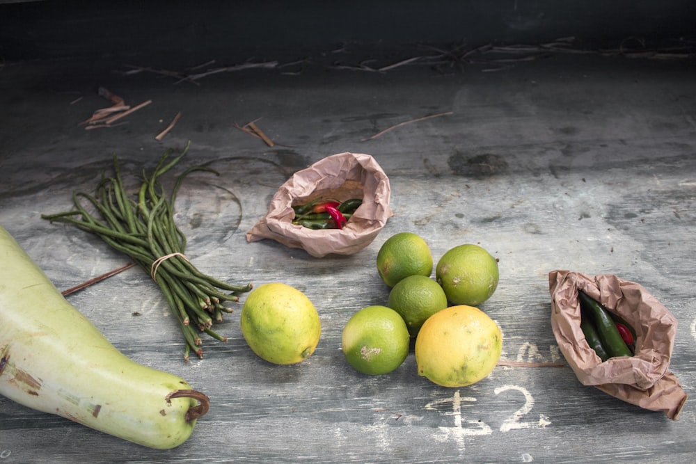 variety of vegetables on gray wooden surface