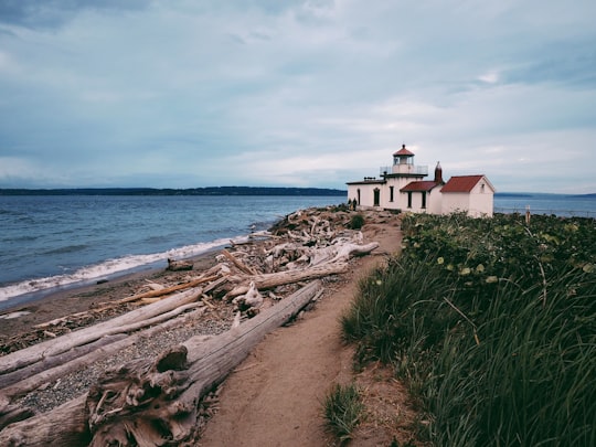 white and brown concrete house near sea at daytime in Discovery Park United States