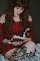 woman reading book