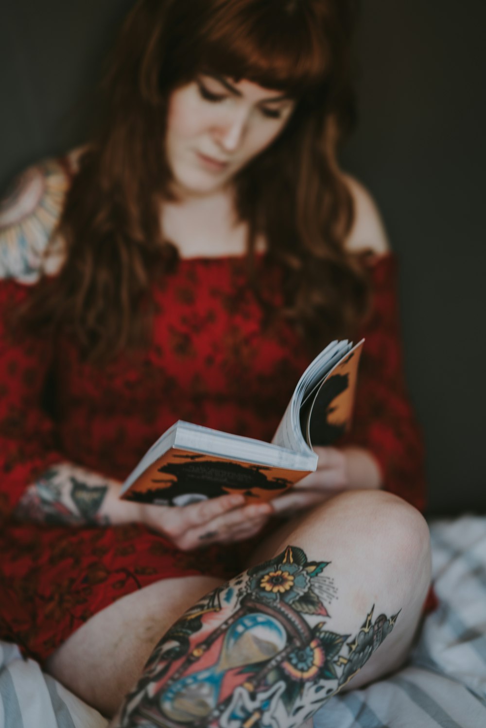 woman reading book