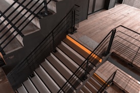 gray metal stair