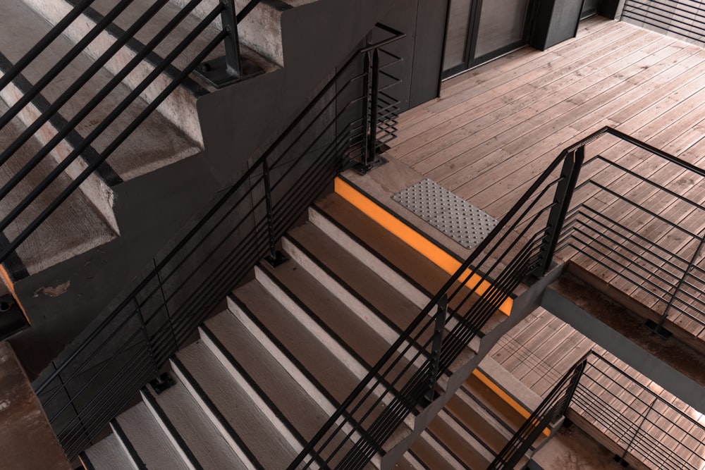 gray metal stair