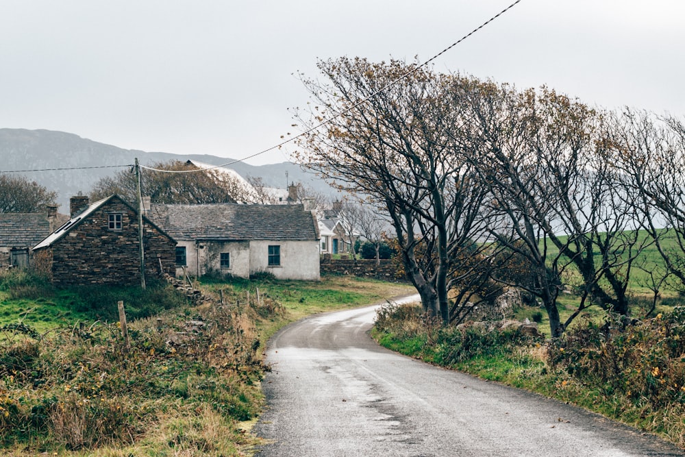 white concrete house beside road