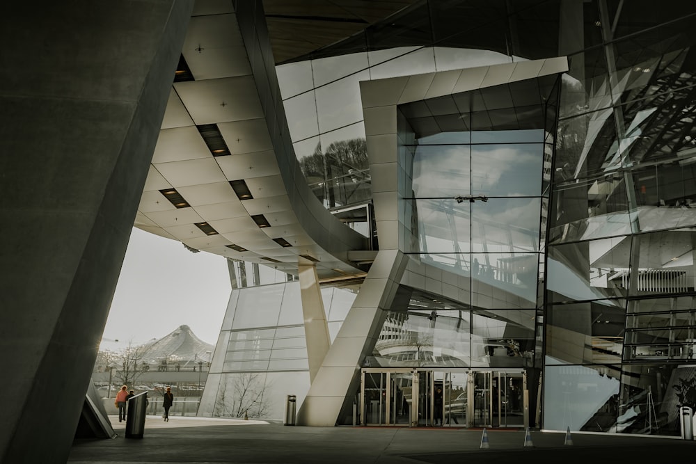 architectural photography of a gray building