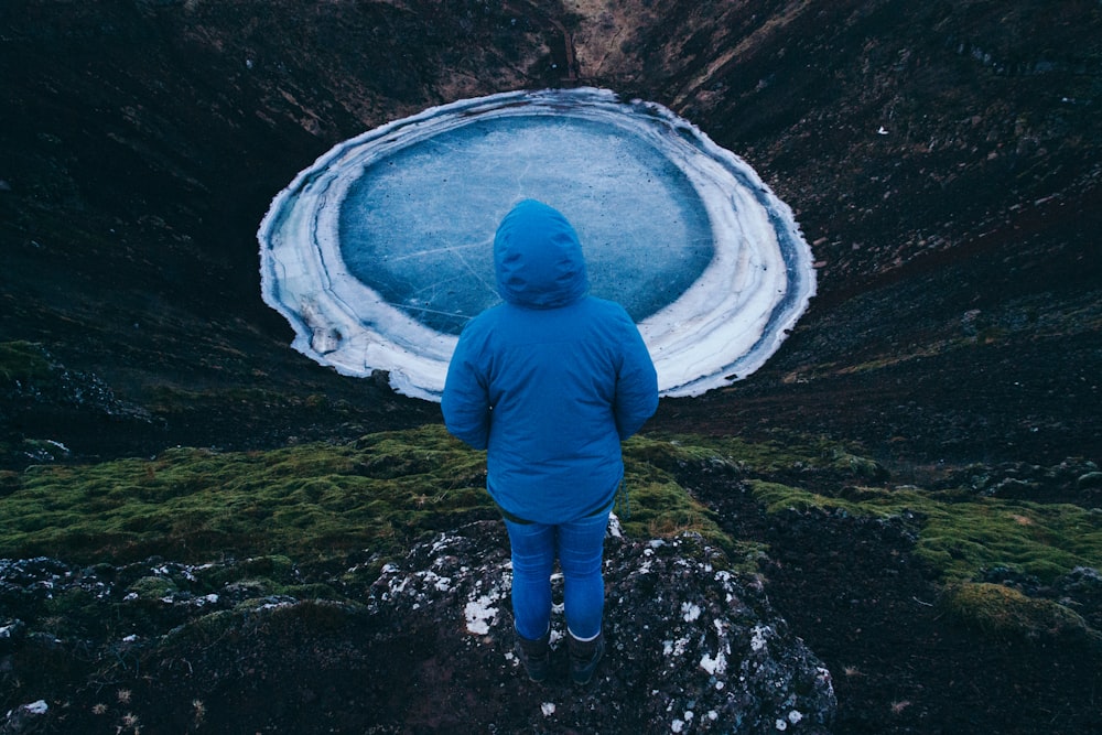 person standing near cliff