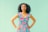 women's teal and red floral scoop-neck sleeveless dress