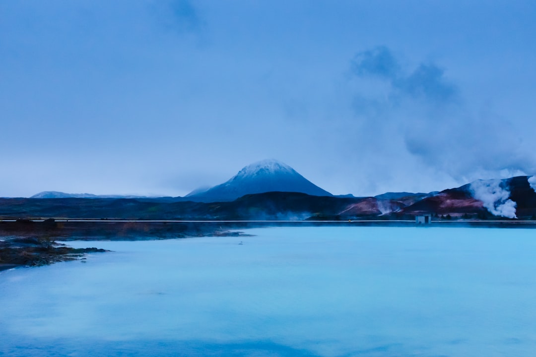 mountain in-front body of water, Myvatn Hot Springs