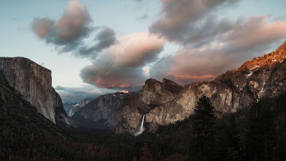 mountains with falls