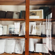 An open law office with bookshelves filled with legal texts.