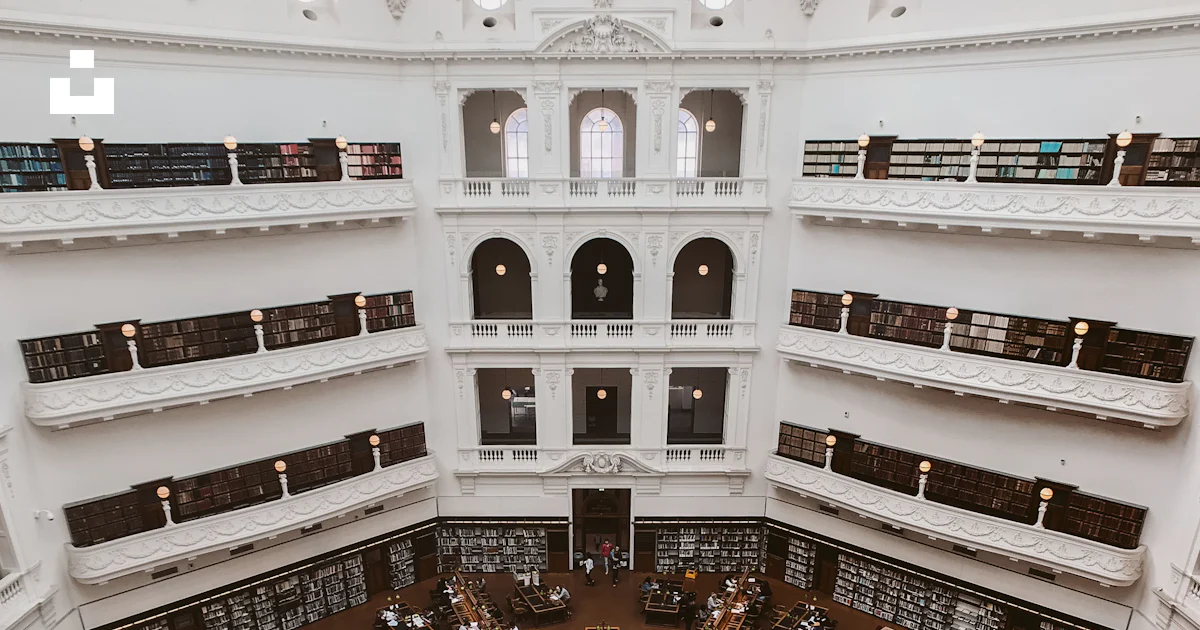 Aerial photography of inside of library building photo – Free Building ...