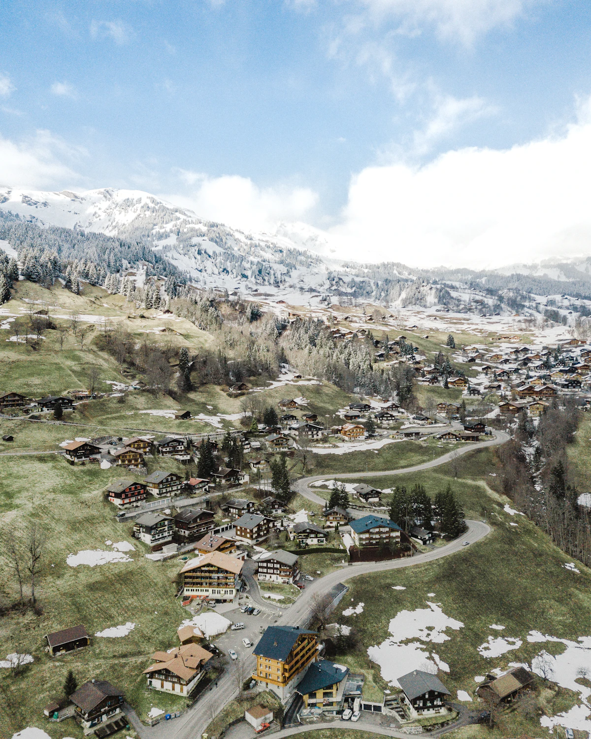 Aerial photo of houses in Grindelwald