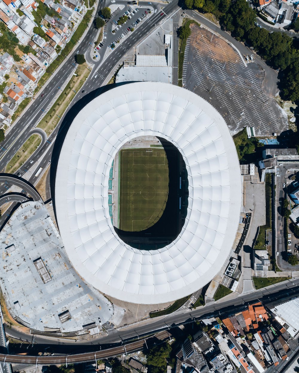 aerial photography of soccer stadium