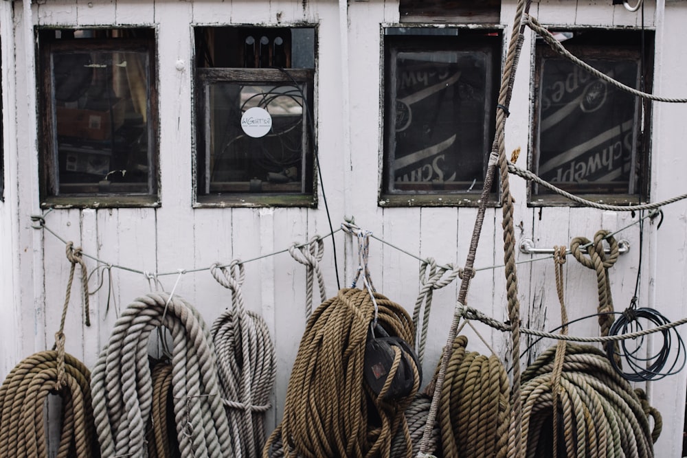 brown ropes hanging on strings