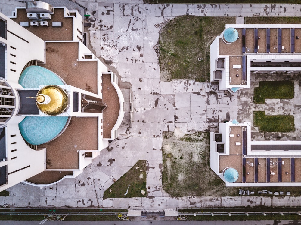 top view photo of brown and white concrete cathedral