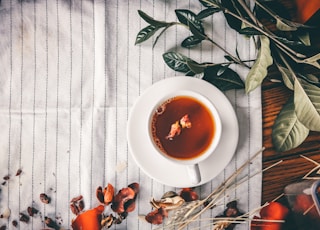 tea serve on white teacup