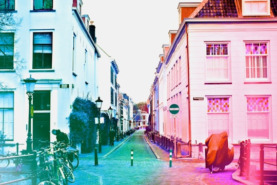 bicycle with front of houses in Utrecht Netherlands