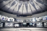landscape photography of grey glass building interior
