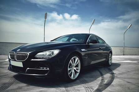 black BMW sedan