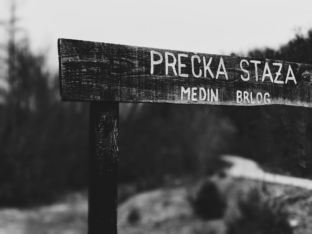 grayscale photography of Precka Staza signage