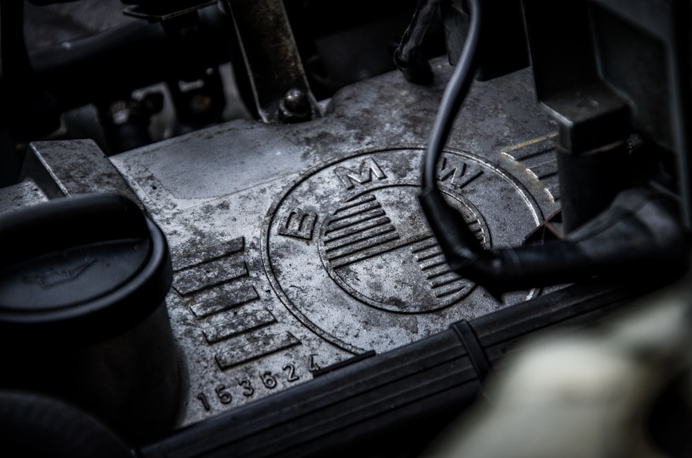 closeup of black BMW engine