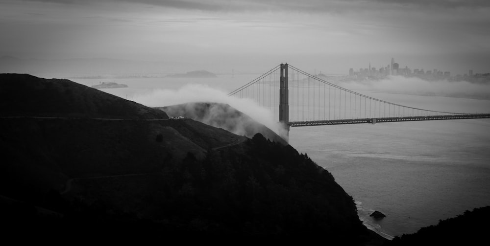 golden gate bridge grayscale photography