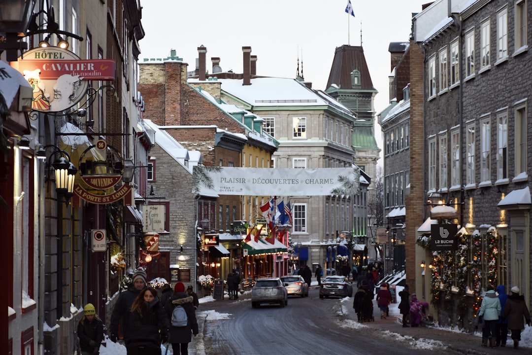 architectural photography of buildings, Old Quebec during Christmas time