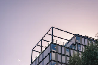 blue and white concrete building
