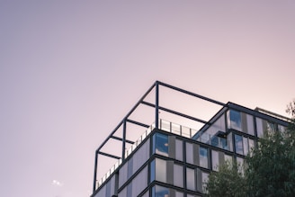 blue and white concrete building