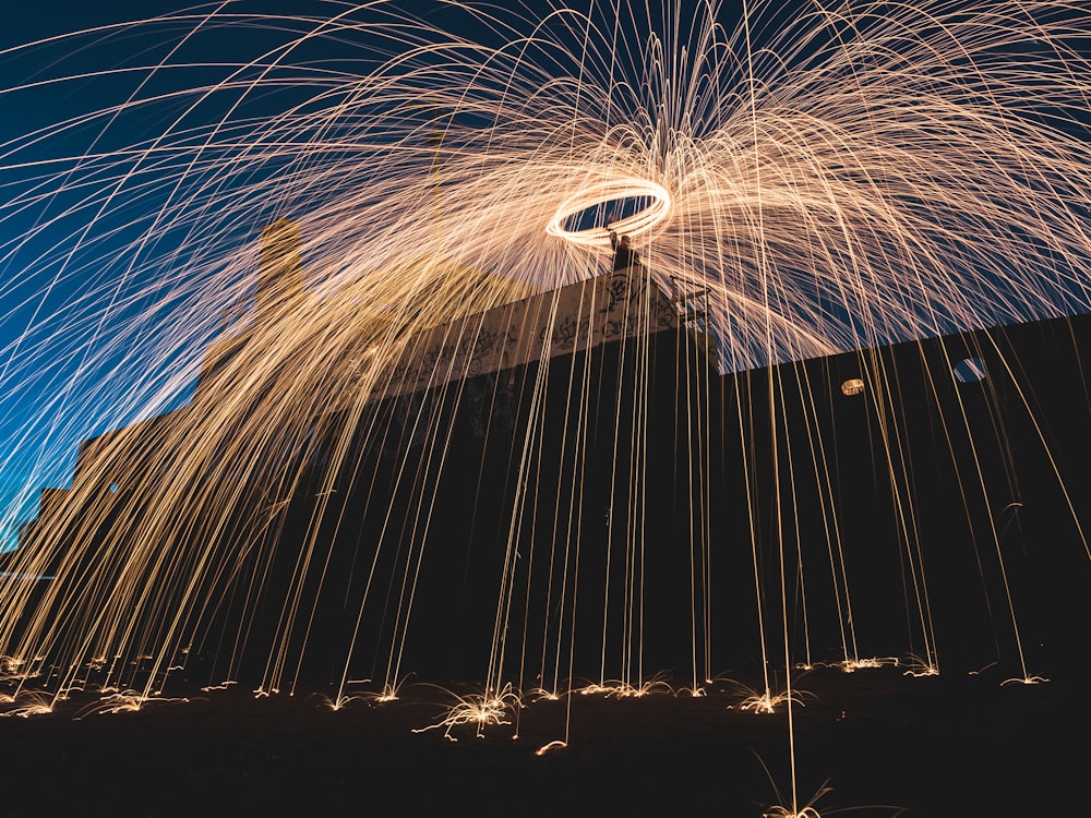 steel wool photography of man