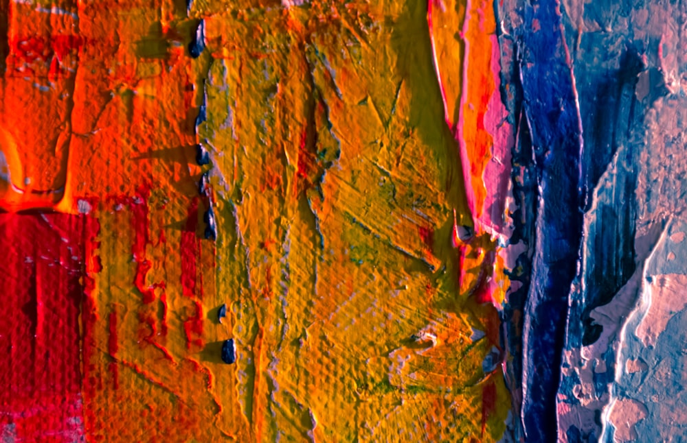 yellow blue and red abstract painting