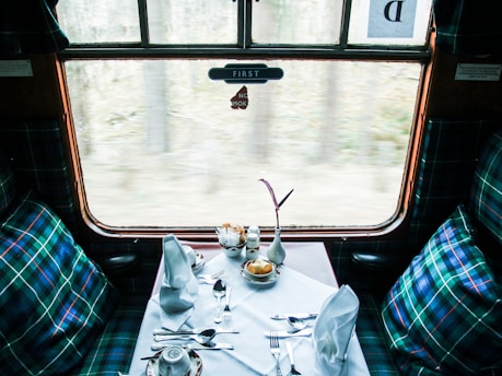 film production scotland: fine dining inside train