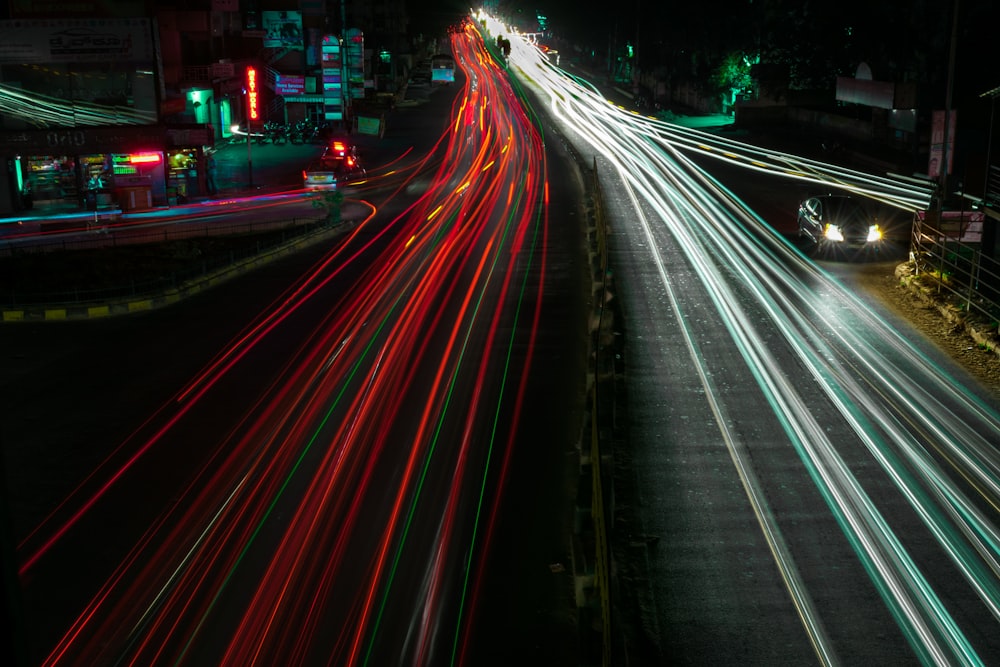 time lapse photography of street road