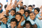 group of children taking picture