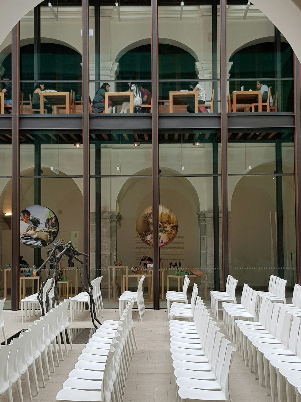 people eating on 2-floor restaurant