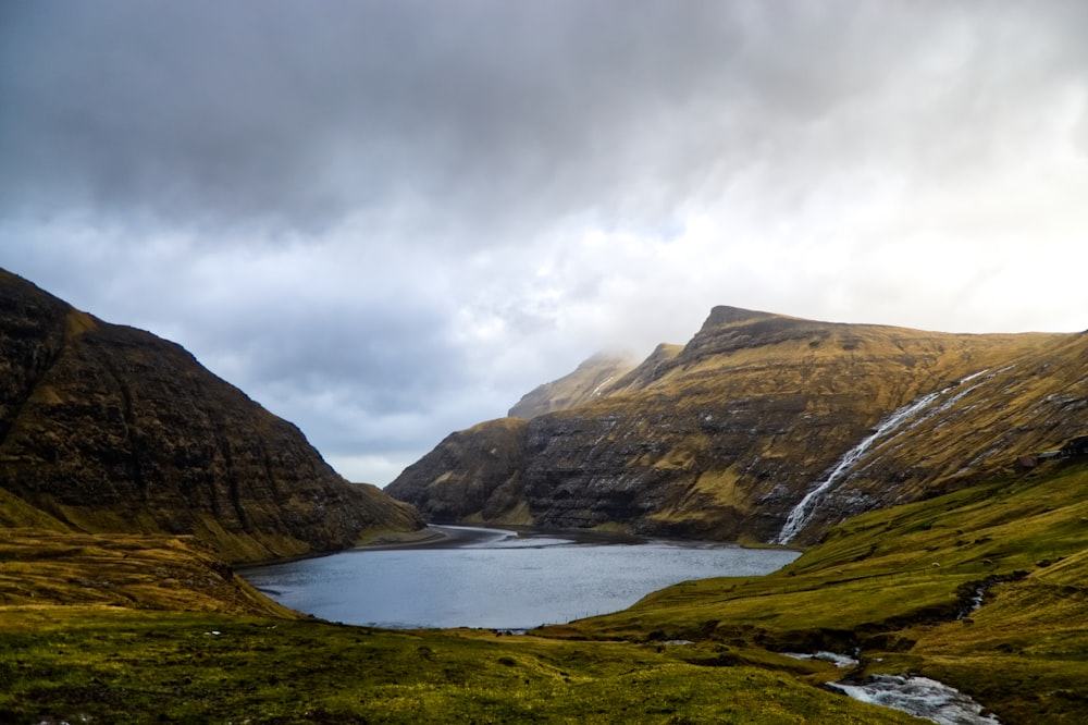 lake under nimbus clouds